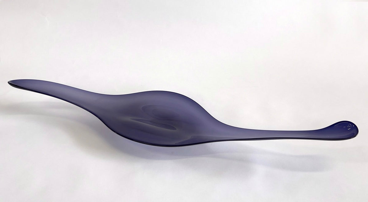 Midnight Camber by The Goodman Studio is a deep purple elongated abstract form. Perfect for a table.