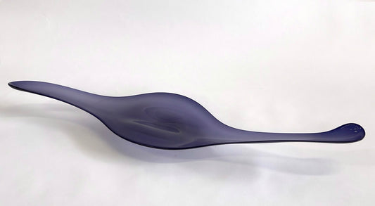 Midnight Camber by The Goodman Studio is a deep purple elongated abstract form. Perfect for a table.